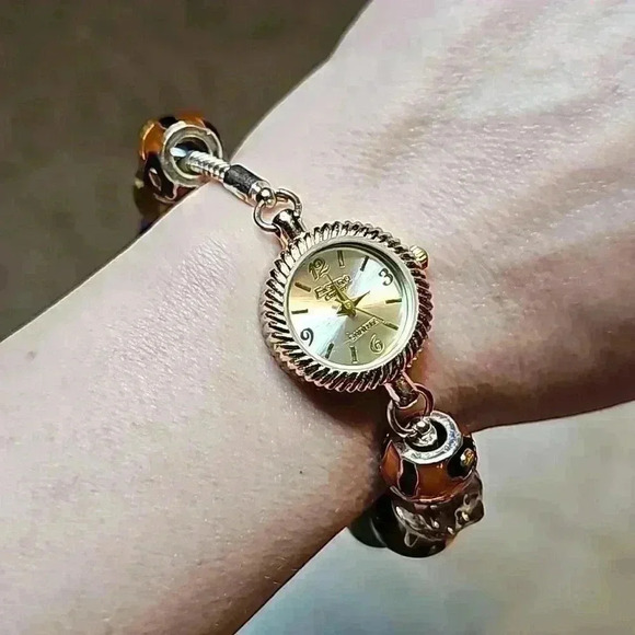 Ficaro Couture Bohemian Large Pandora-Style Cheetah Bead Bracelet Watch - Picture 1 of 4